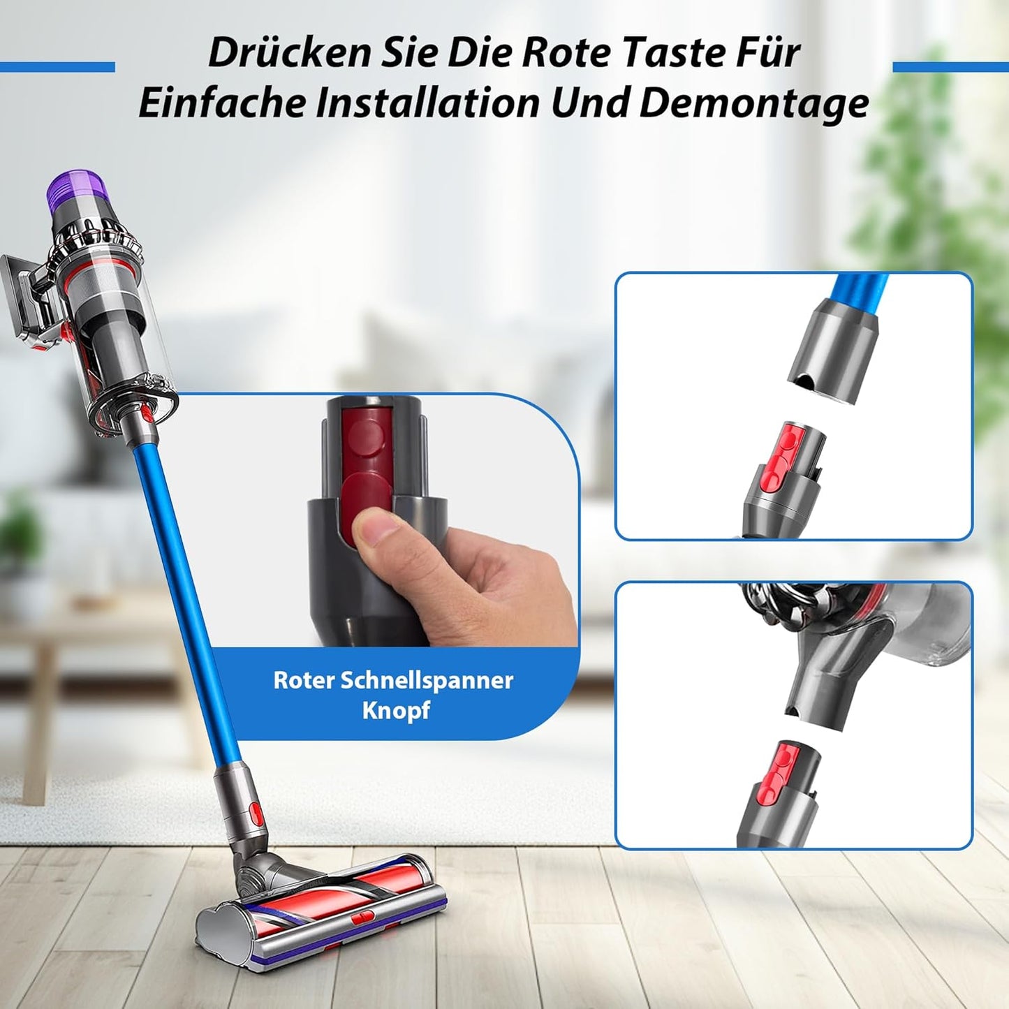 Teleskop-Verlängerungsrohr für Dyson Staubsauger, Blau