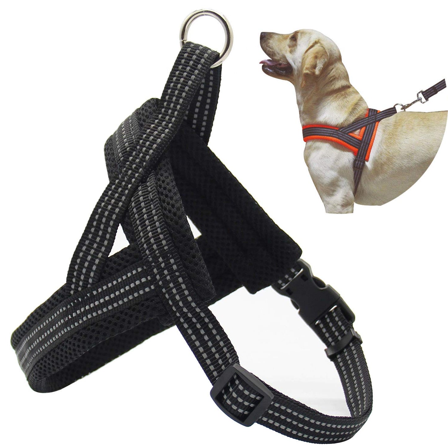 Verstellbares Hundegeschirr, XL Schwarz