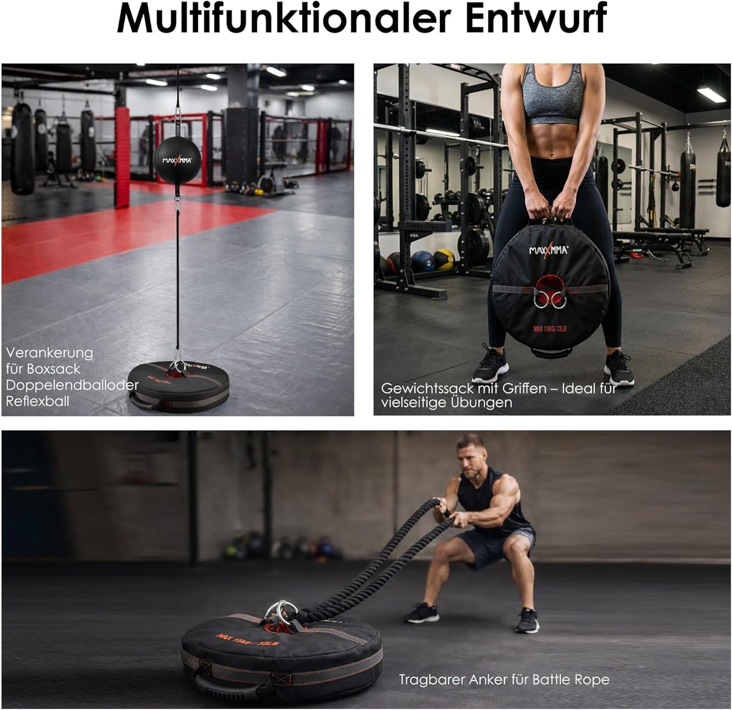 Doppelendball-Anker für Boxsack, Reflexball & Battle Rope