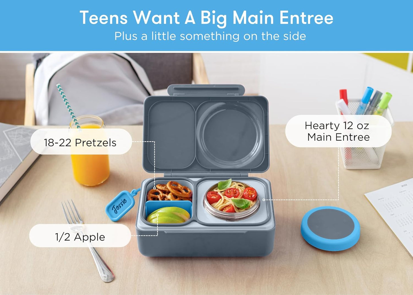 Isolierte Bento-Box mit Thermosdose für Kinder, Graphit