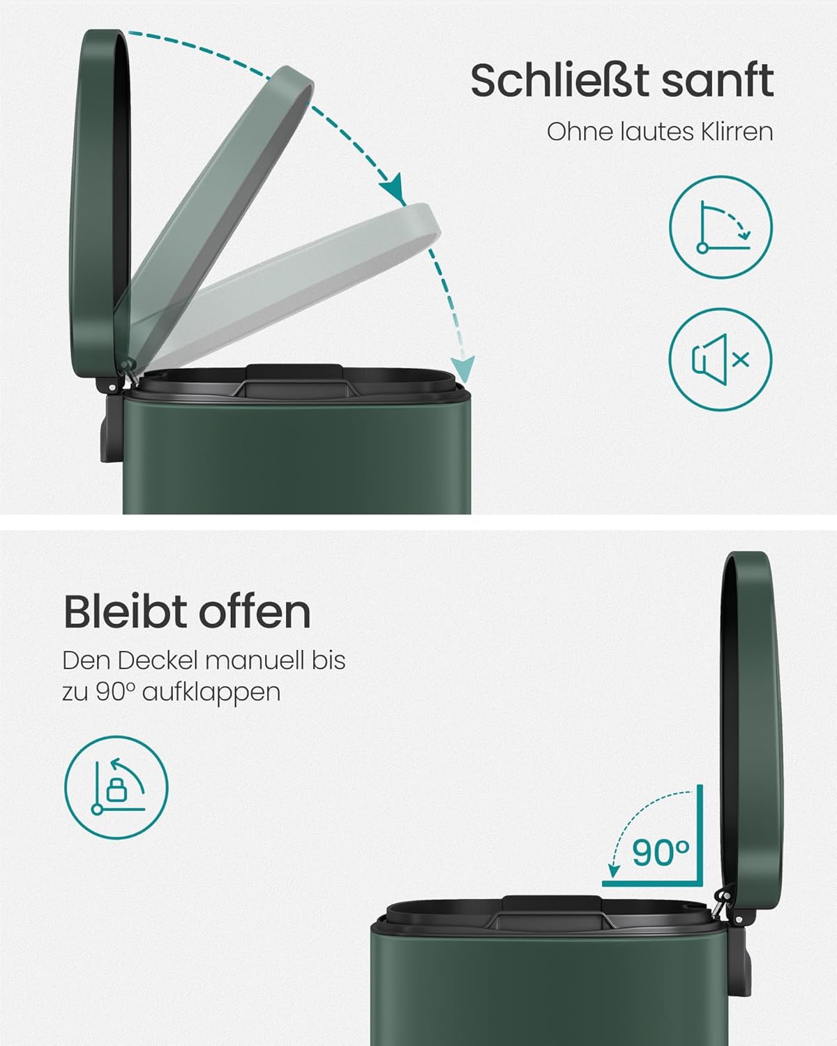 Treteimer mit Softclose-Deckel, Vintagegrün