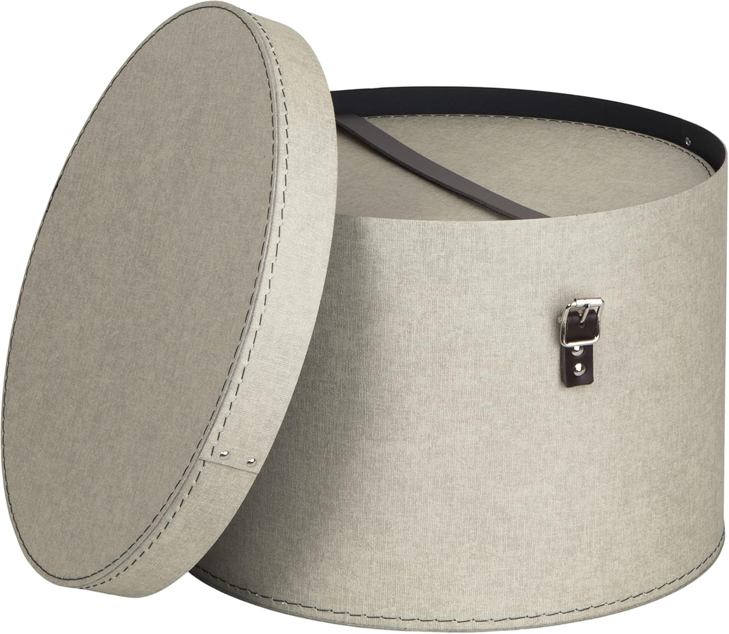 2er-Set Aufbewahrungsboxen mit Lederriemen, Beige