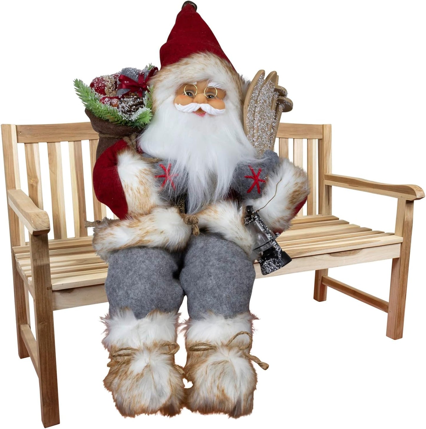 Sitzender Weihnachtsmann Alvar, Kantenhocker, Red, Grey