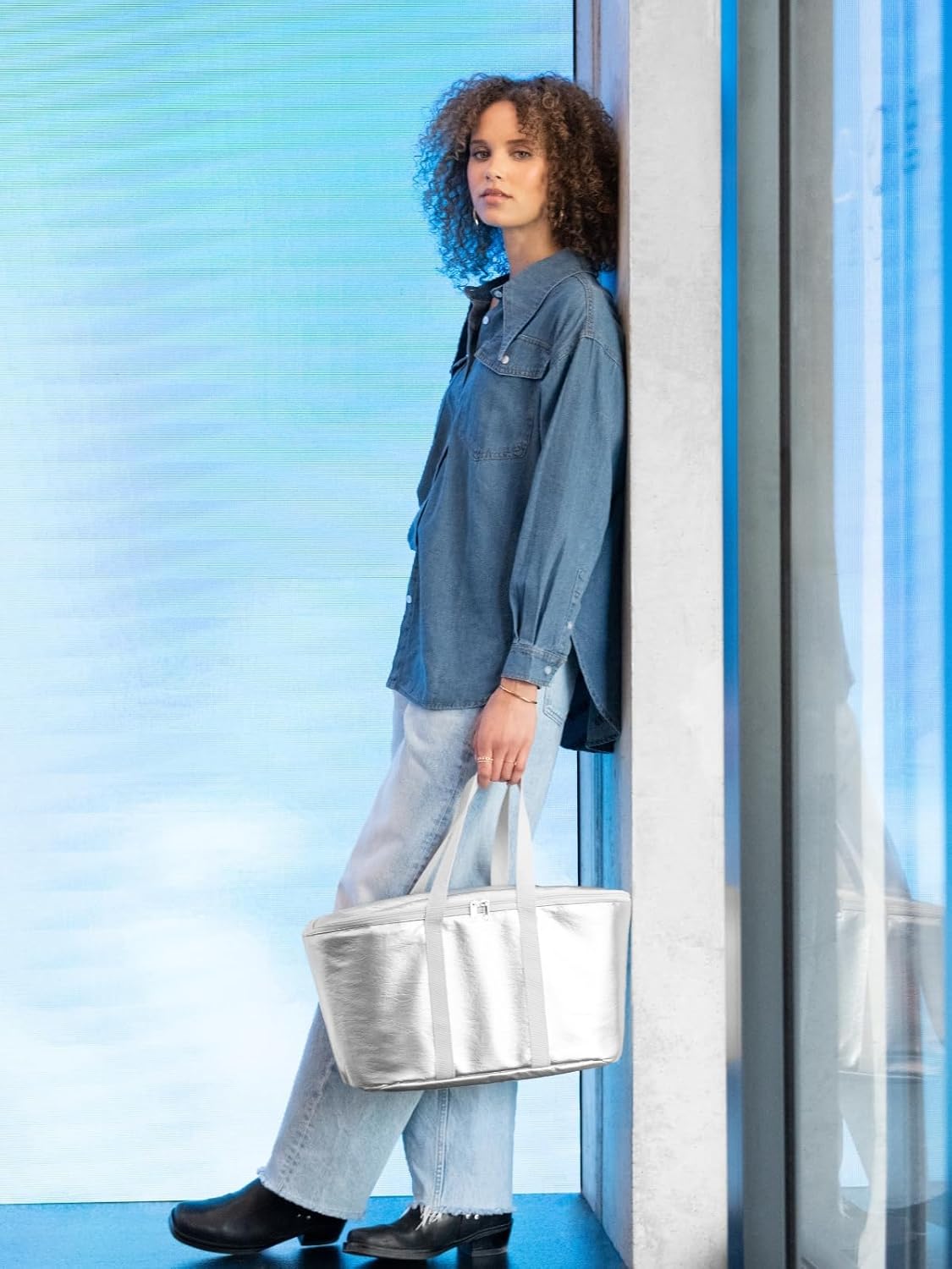 Kühltasche, silver crackle single