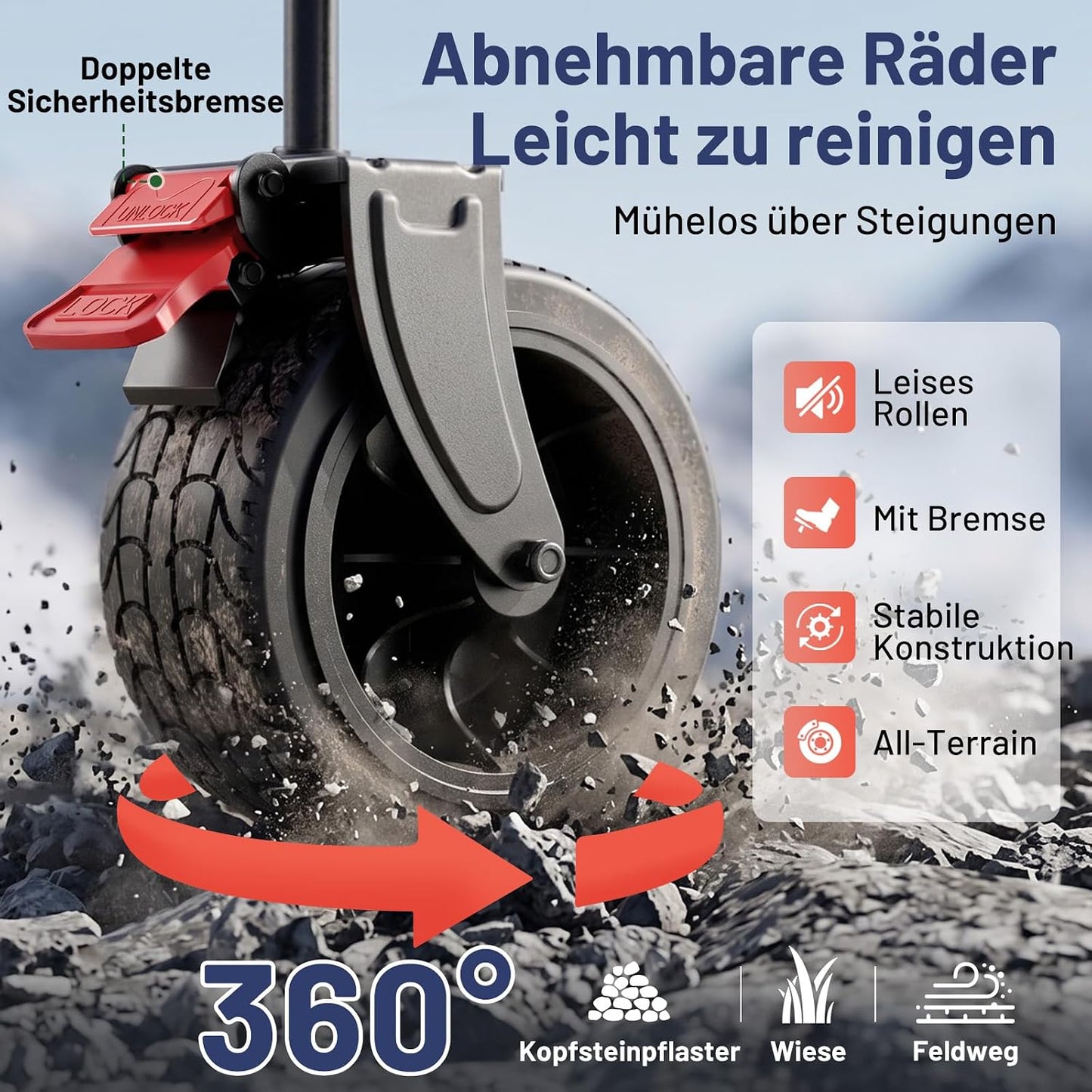 Faltbarer Bollerwagen mit All-Terrain Rädern, Blau