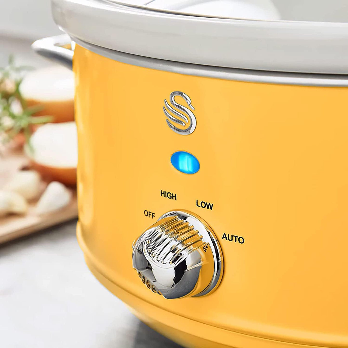 Retro Slow Cooker mit Keramikbehälter, Gelb