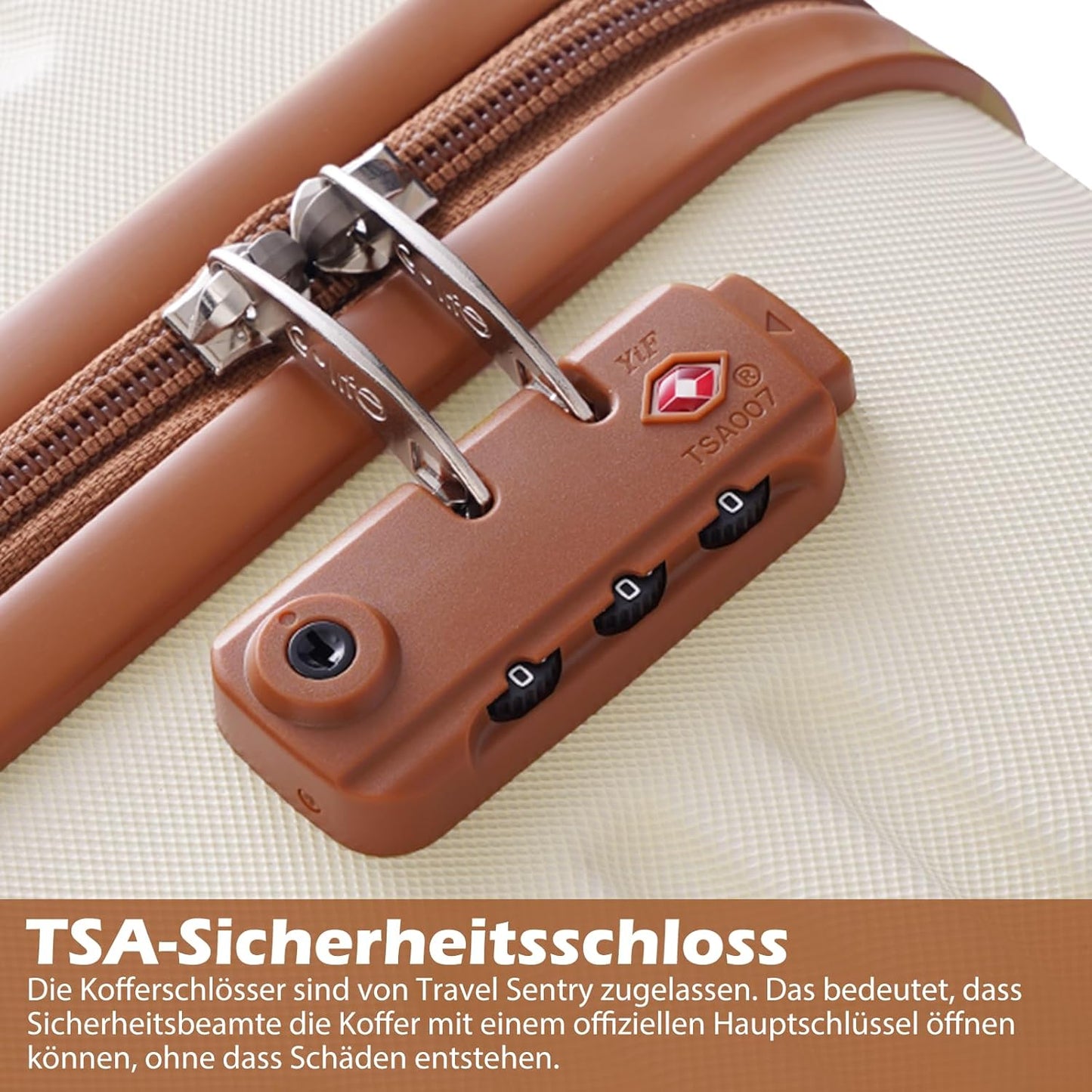Koffer-Trolley-Set mit TSA-Schloss (3-teilig), Mittlerer Koffer-Set 3tlg Dunkelgrün/Braun