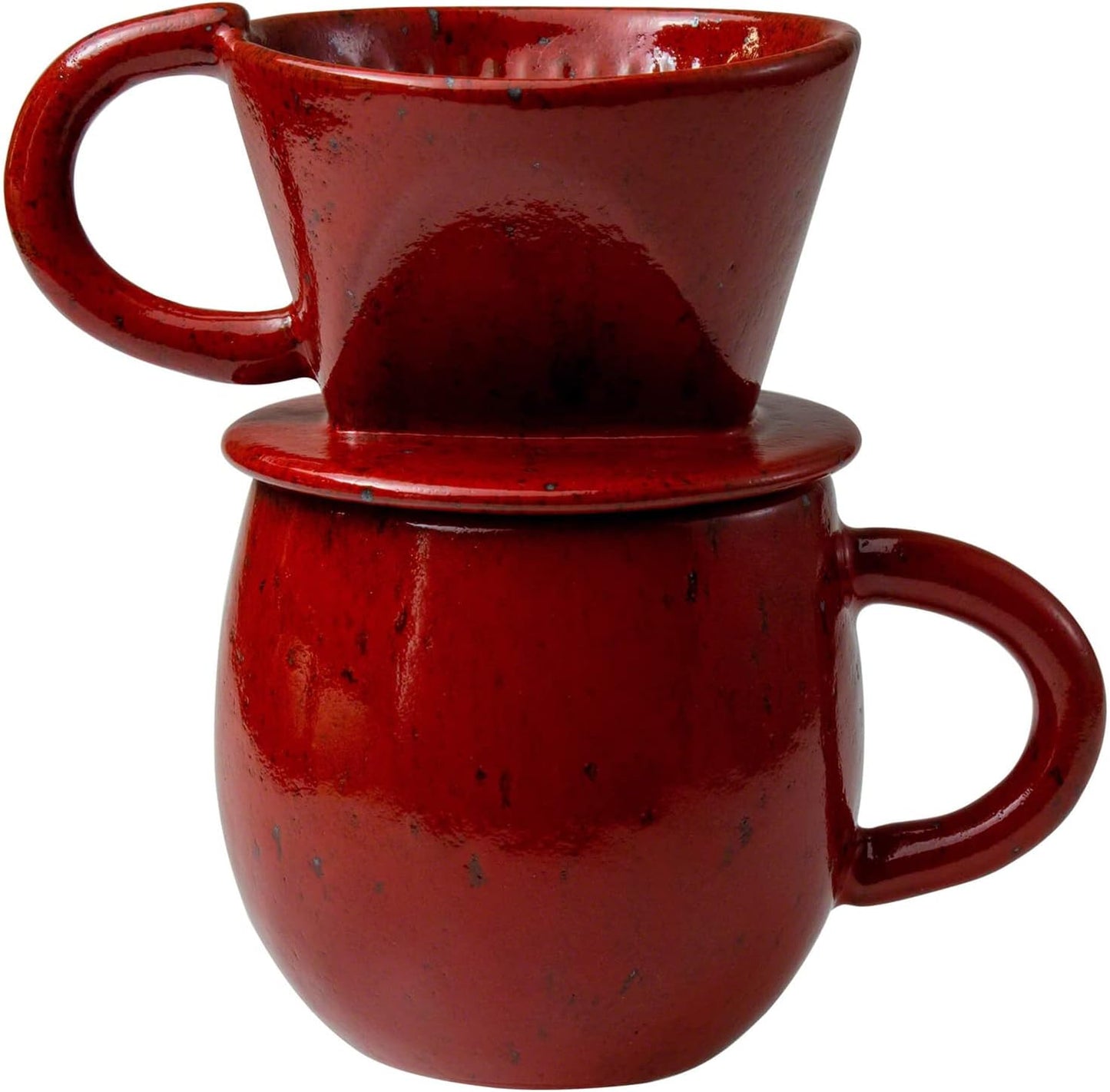 Keramik Kaffeeaufguss-Set mit Papierfilterhalterung, Komplettes 2-teiliges Set