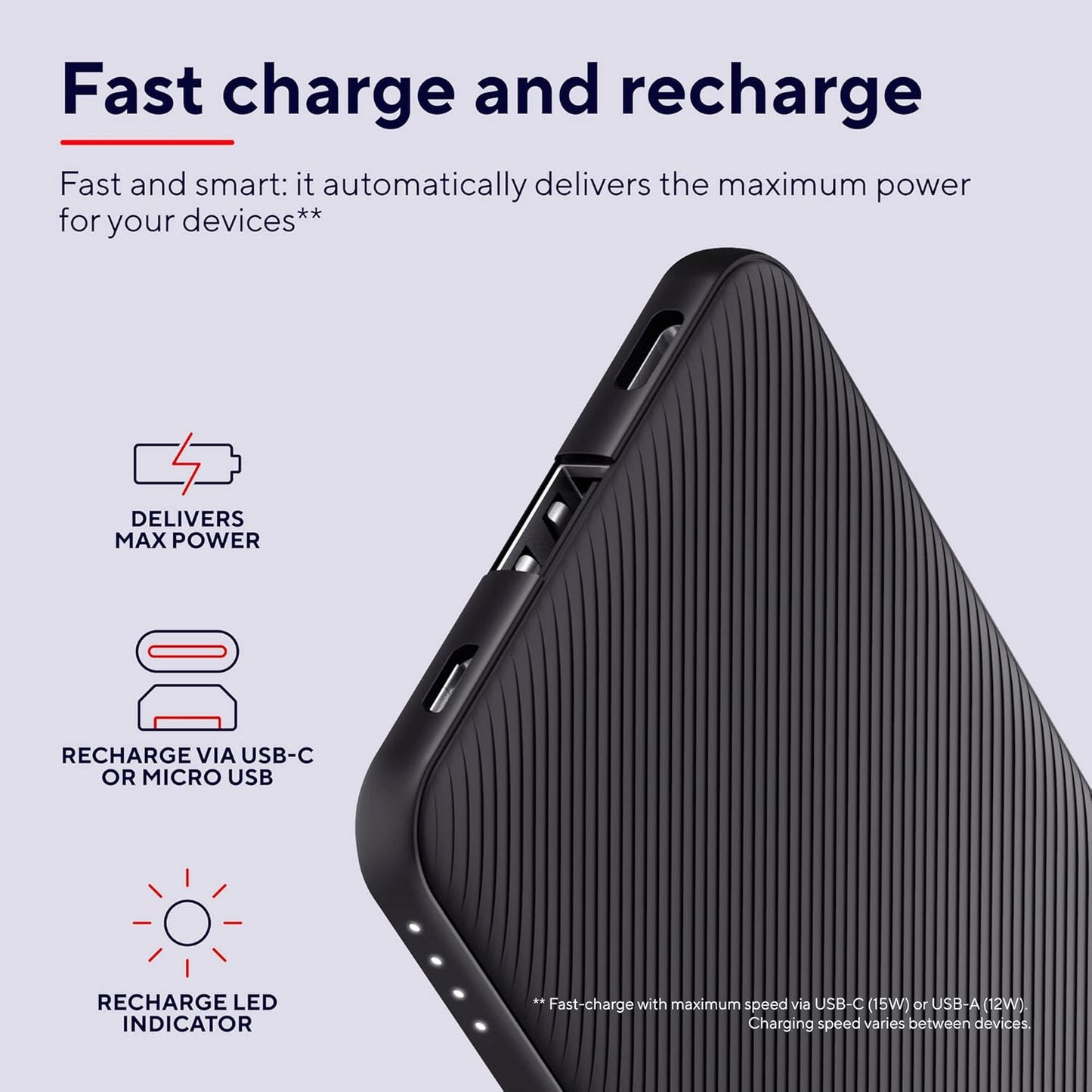 Primo ECO Powerbank mit Schnellladefunktion, 5000 mAh