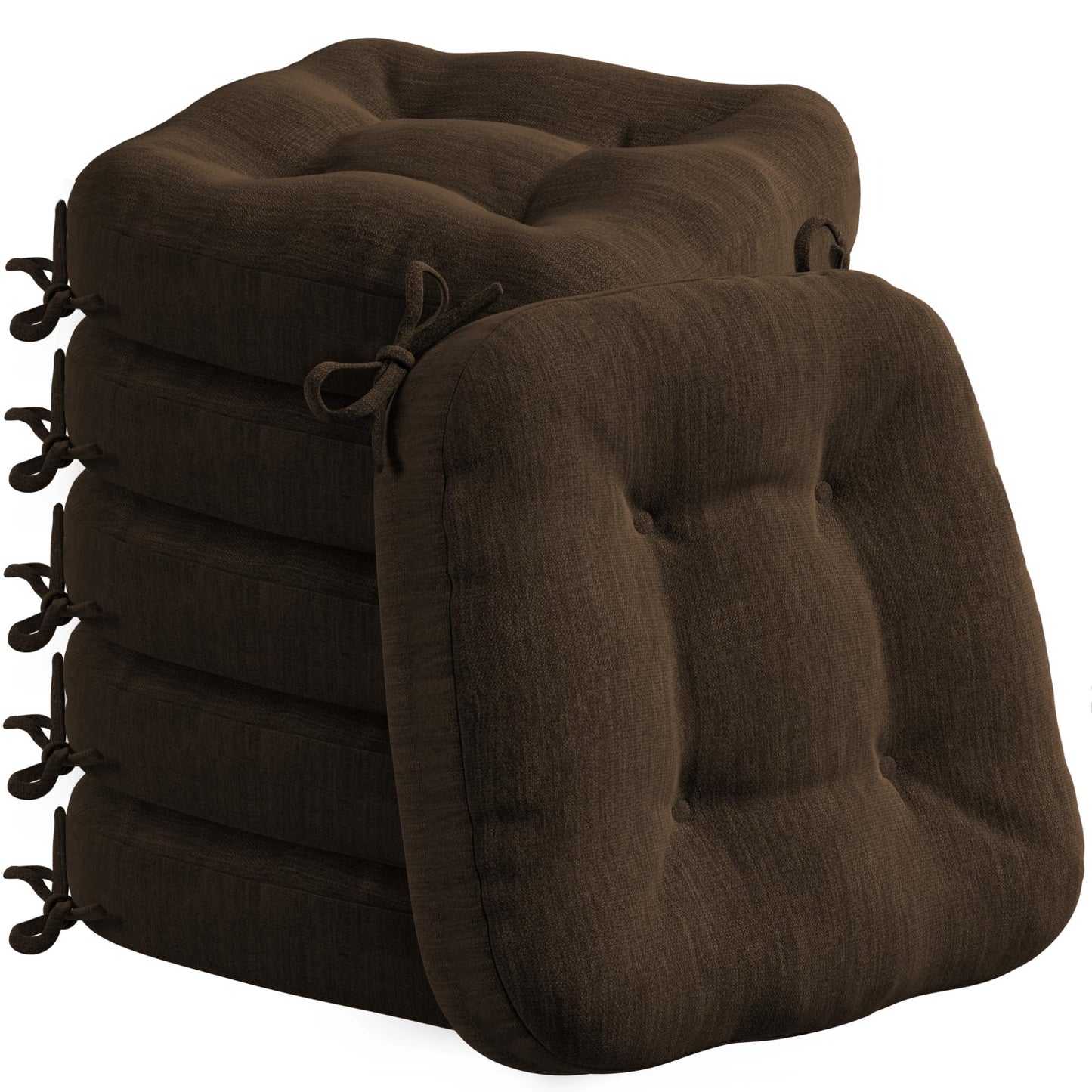 6er-Pack Sitzkissen für Stühle, Braun 6er Pack