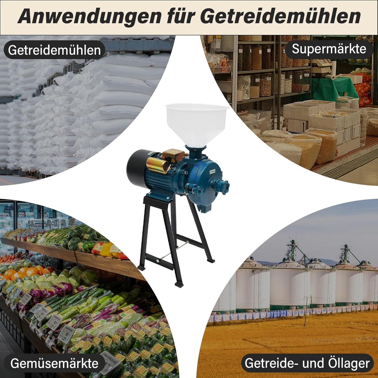 Getreidemühle mit Trichter, ‎W-ONE-1, Blau 2200