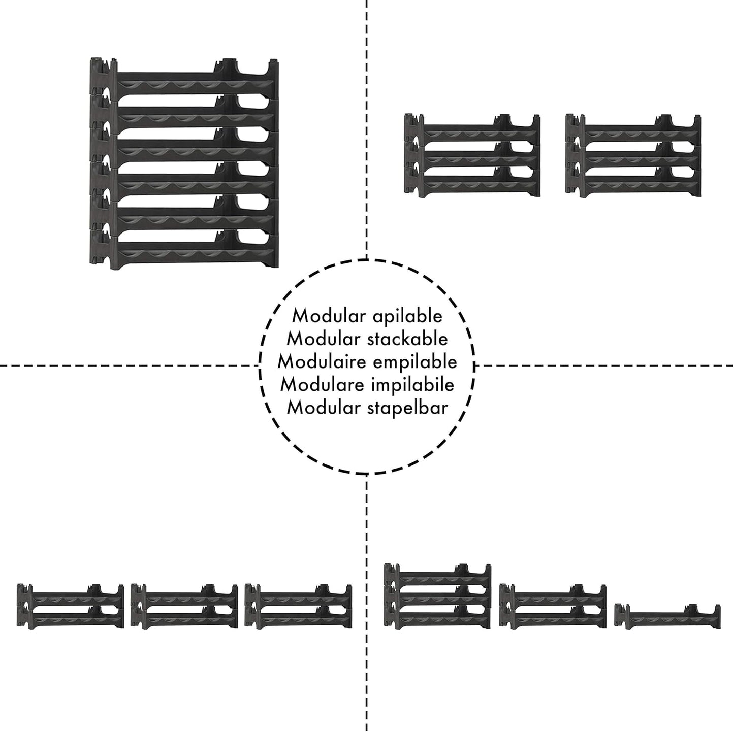 Modulares Flaschenregal, 6 Module für 36 Flaschen