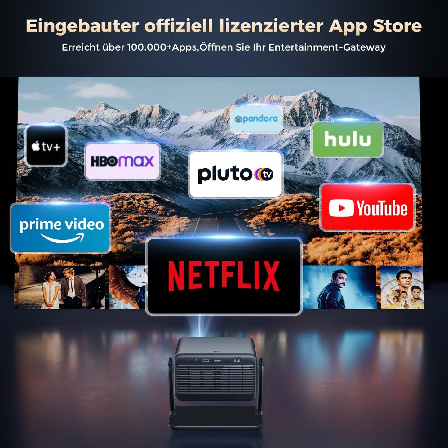 Beamer 30000 Lumen mit WiFi/Bluetooth, 1080P