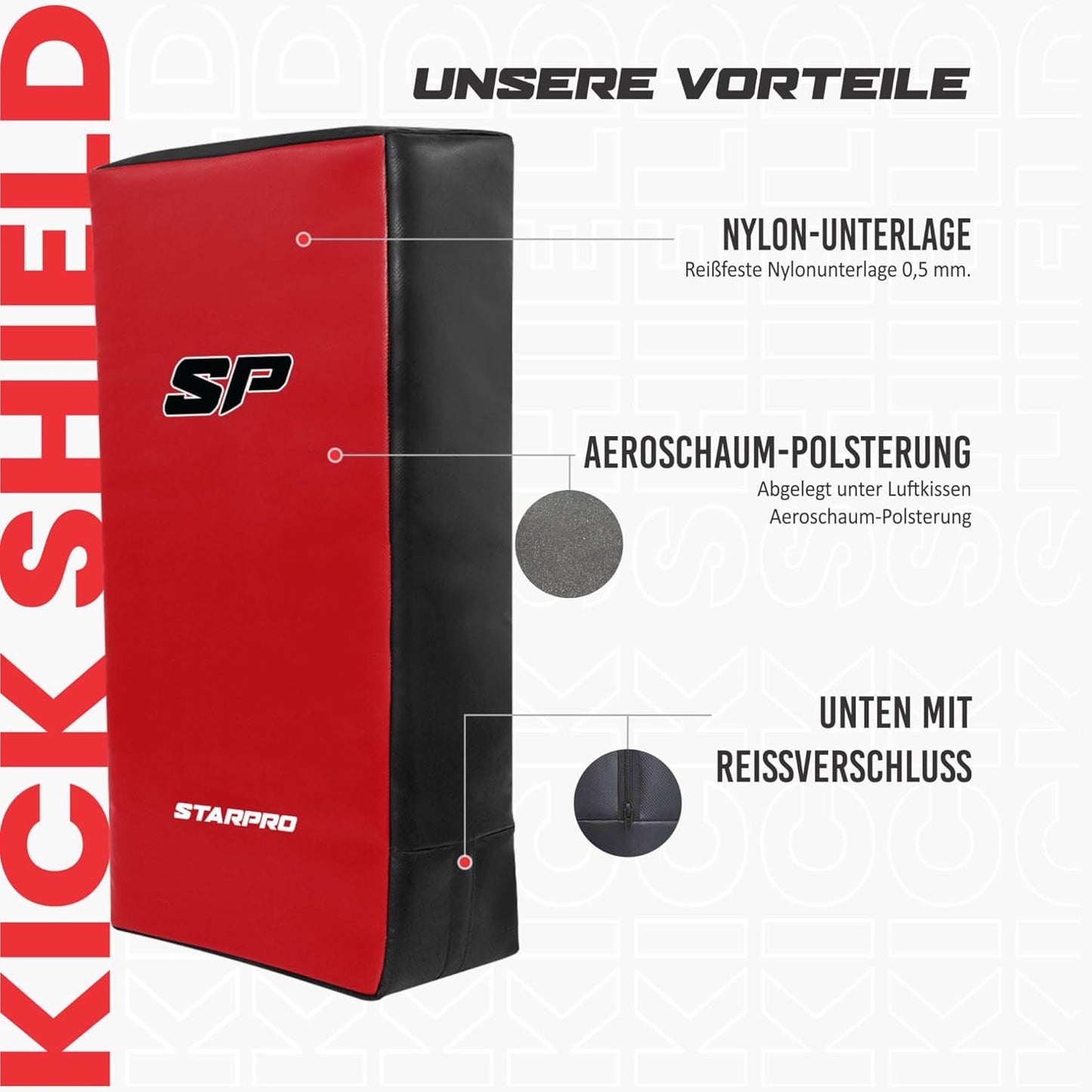 Schlagpolster für Kampfsport, 75x35x15cm Rot/Schwarz
