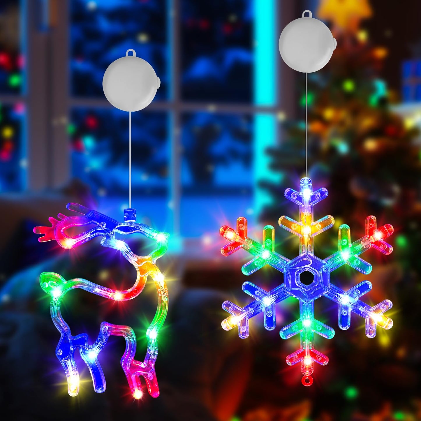 LED Weihnachtsbeleuchtung Schneeflocken & Elch, Rgb Schneeflocken & Elch