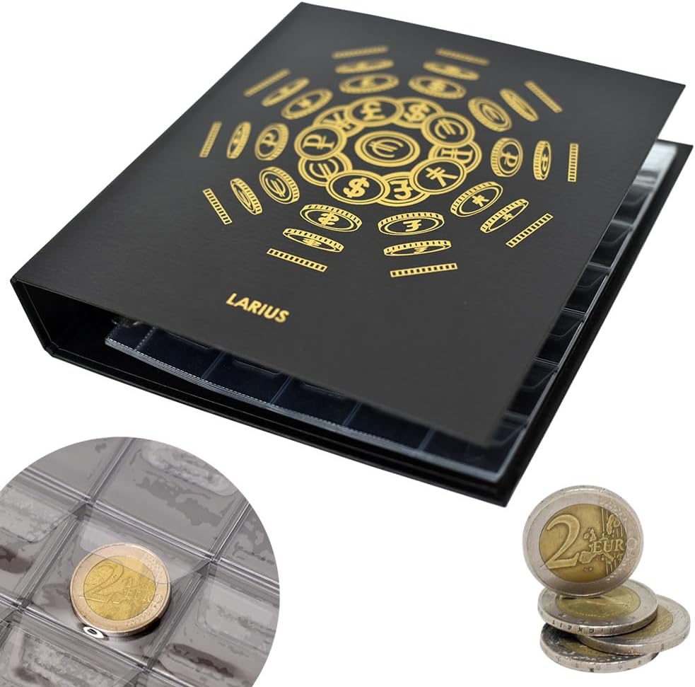 Münzalbum für 2-Euro-Münzen und Banknoten, Münzalbum Schwarz