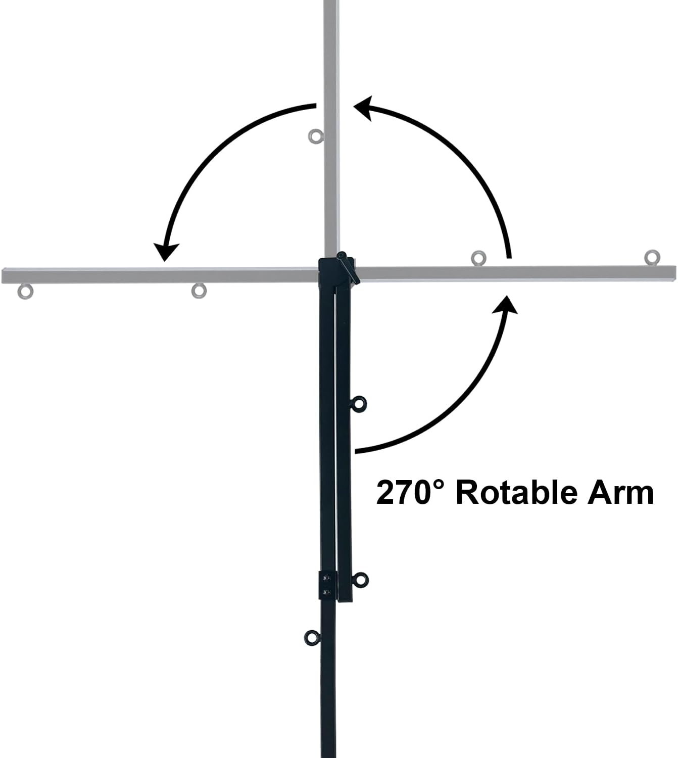 Fellpflege-Arm, höhenverstellbar mit Haunch-Halter, Schwarz