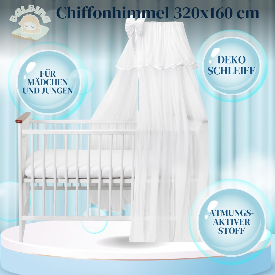 Baldachin für Babybett, mit Schleifen, Weiß durchsichtig 2