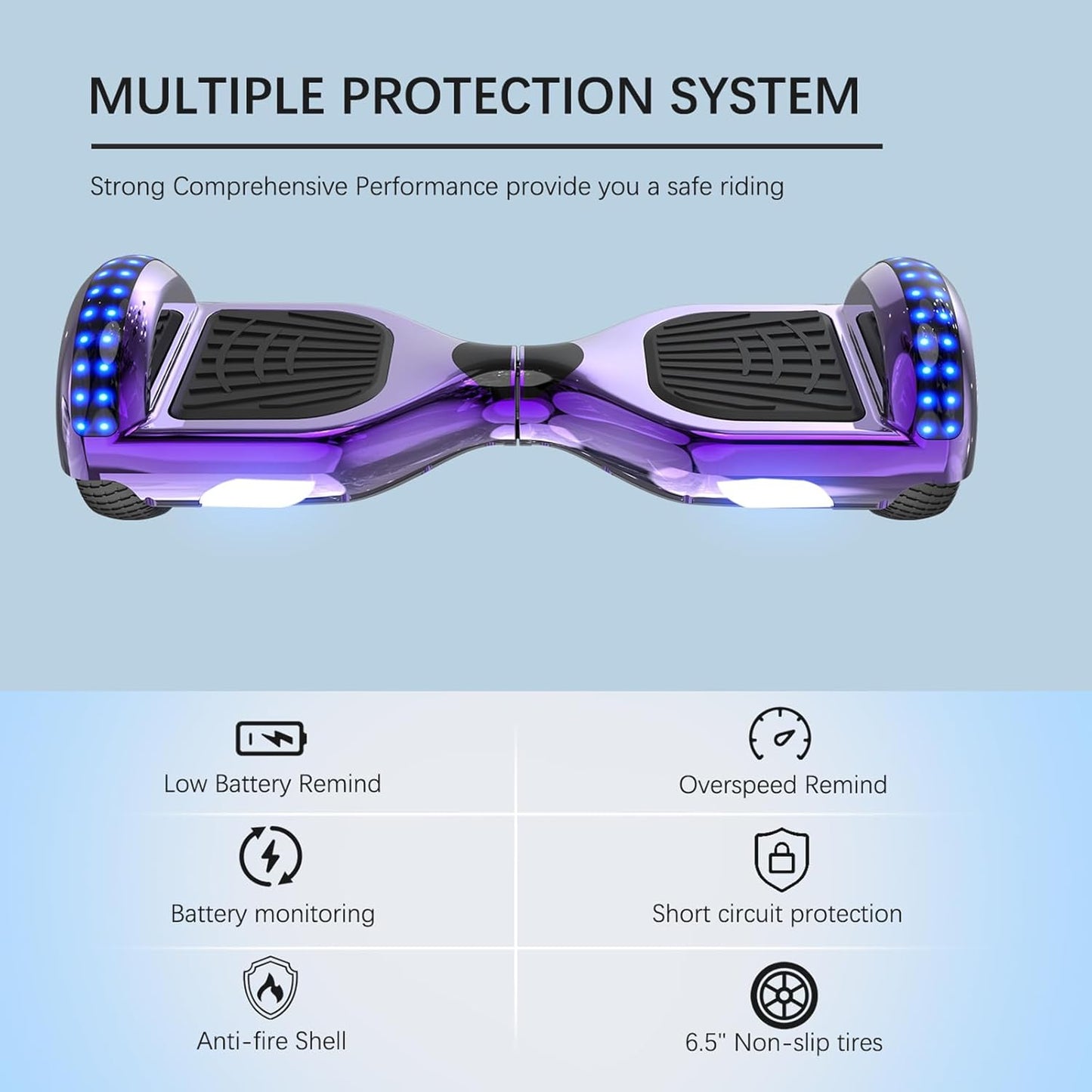 Hoverboard mit LED, Chrom Lila