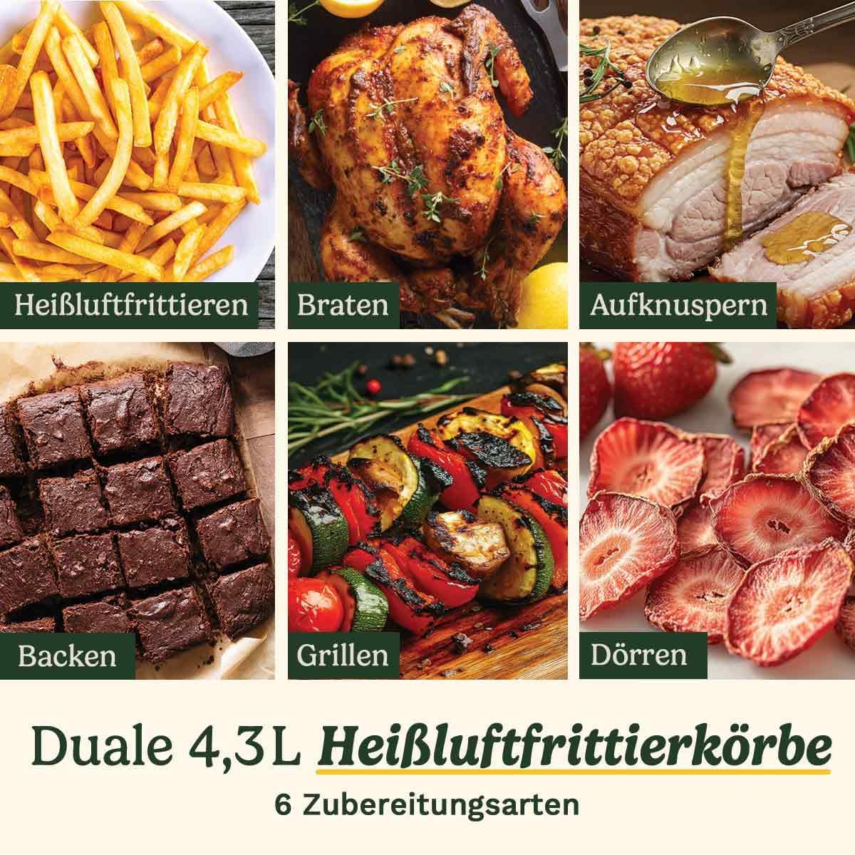 Heissluftfritteuse, 3 Kammern SS Edelstahl 3