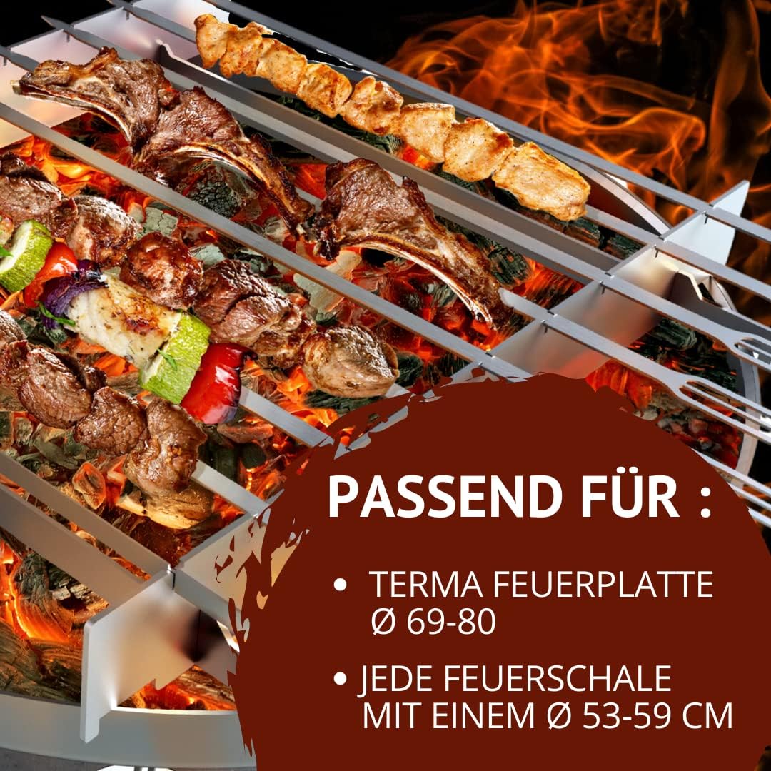 Grillspiess-Set für Feuerschale, Zubehör Grillspiess für Feuerschale Ø 55 Edelstahl