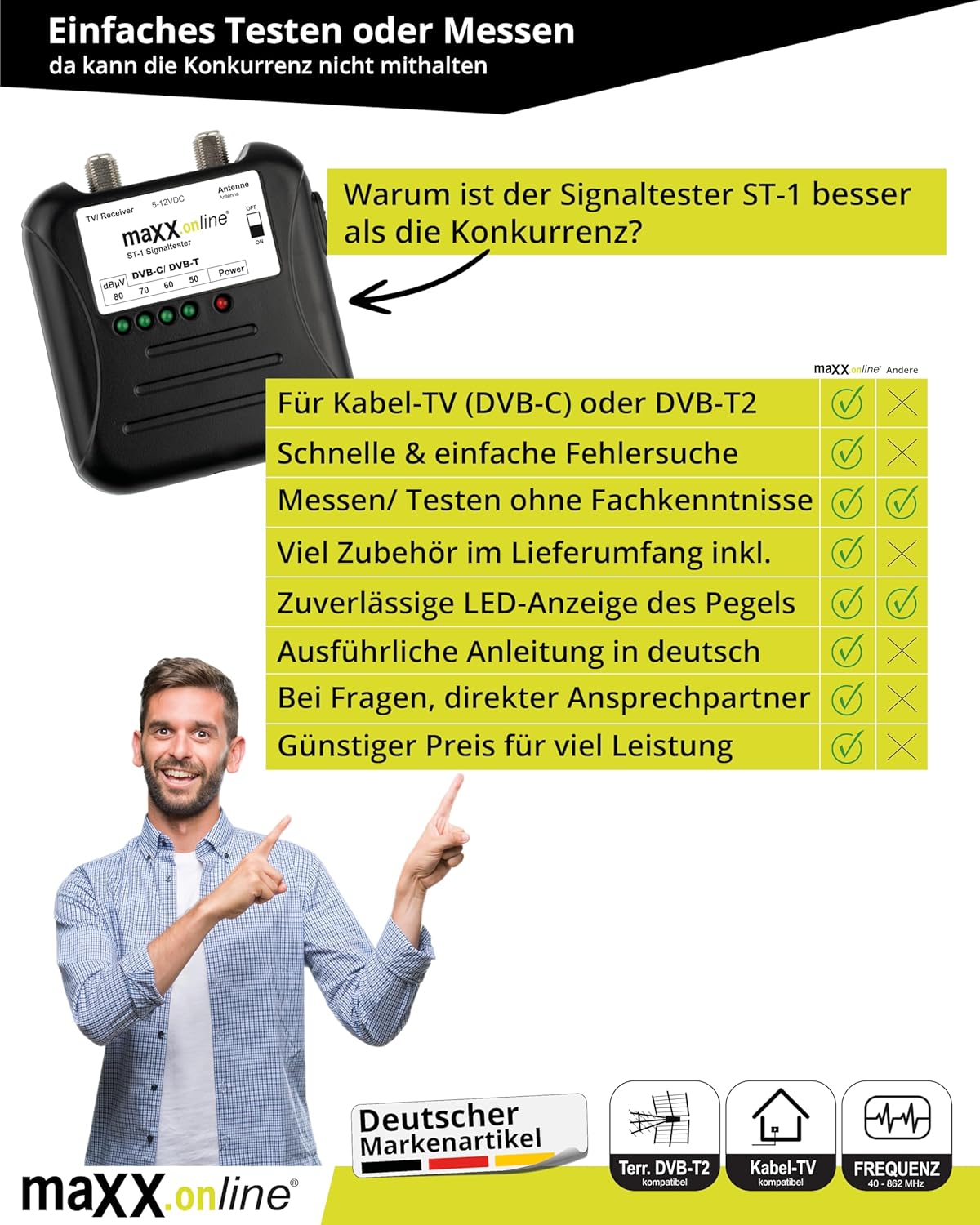 Signaltester für DVB-C/DVB-T Kabelfernsehen