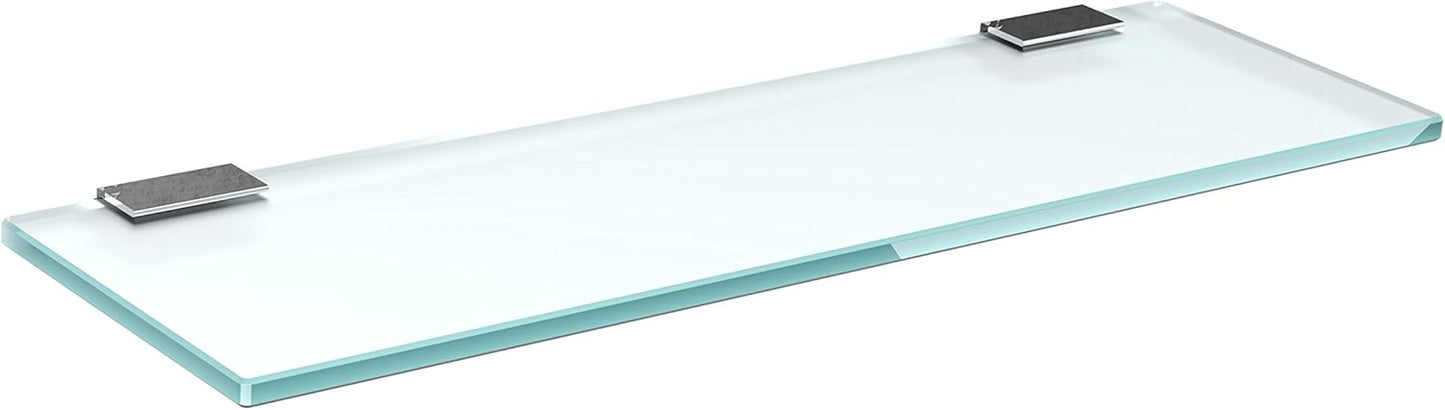 Glasregal für Badezimmer (50x12 cm, Milchglas), 50x12cm Mattglas + Halterung F - Chrom Glanz Optik