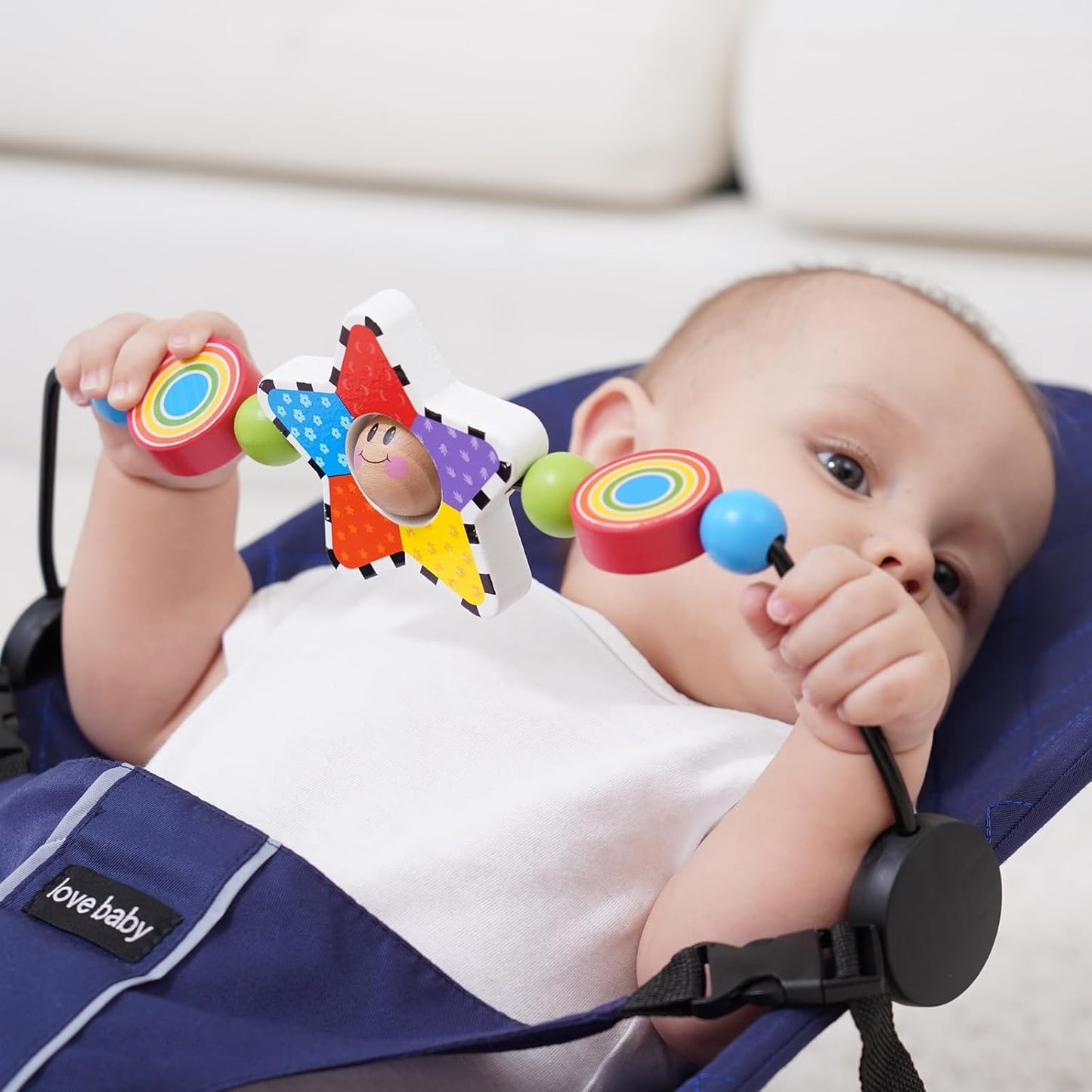 Baby-Bounzer Spielzeugbogen für BabyBjörn Bliss und Balance Soft, Weiss/Opulenter Garten