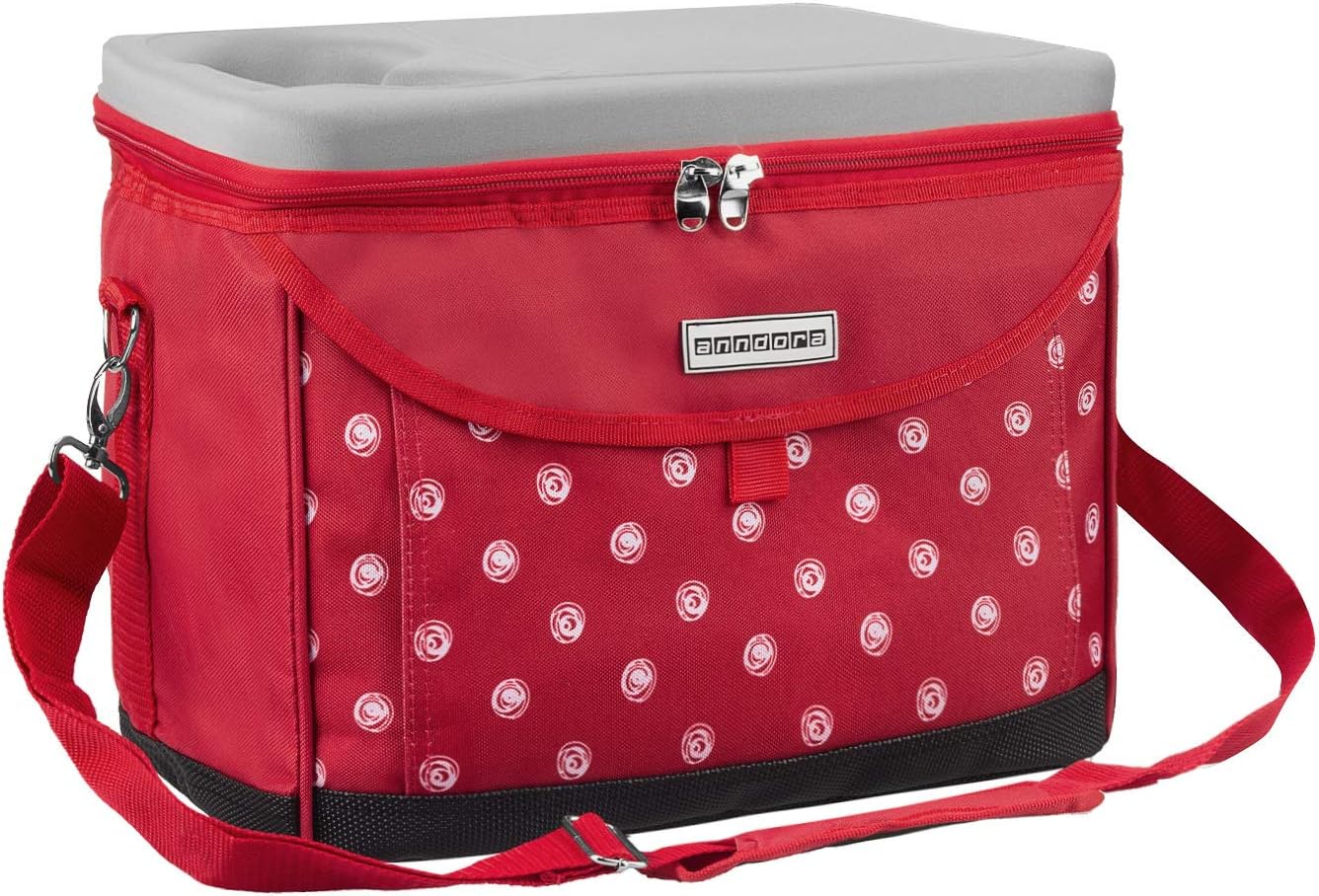 ‎TW-1885-245 Kühltasche mit Getränkehalter, Rot Weiss Gepunktet
