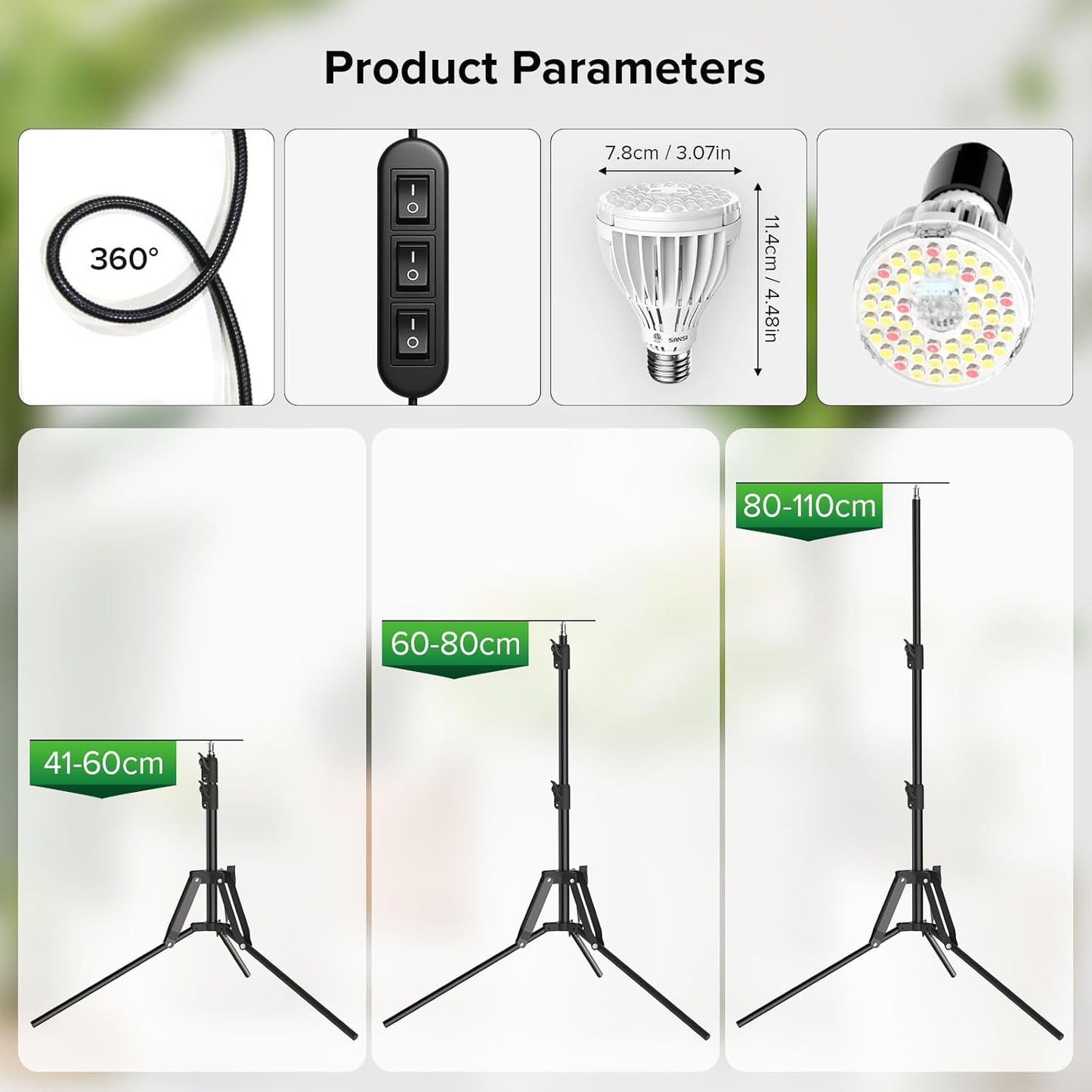 LED-Pflanzenlampe mit Stativ, 90W mit Ständer