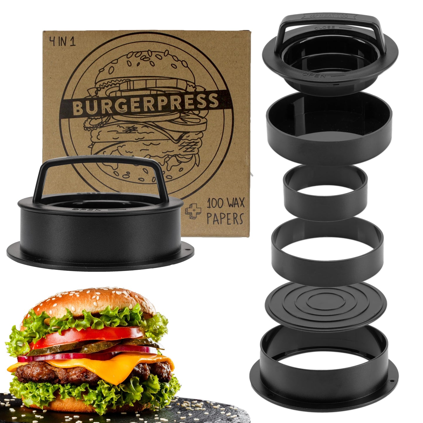 Burgerpresse mit Burgerpapier