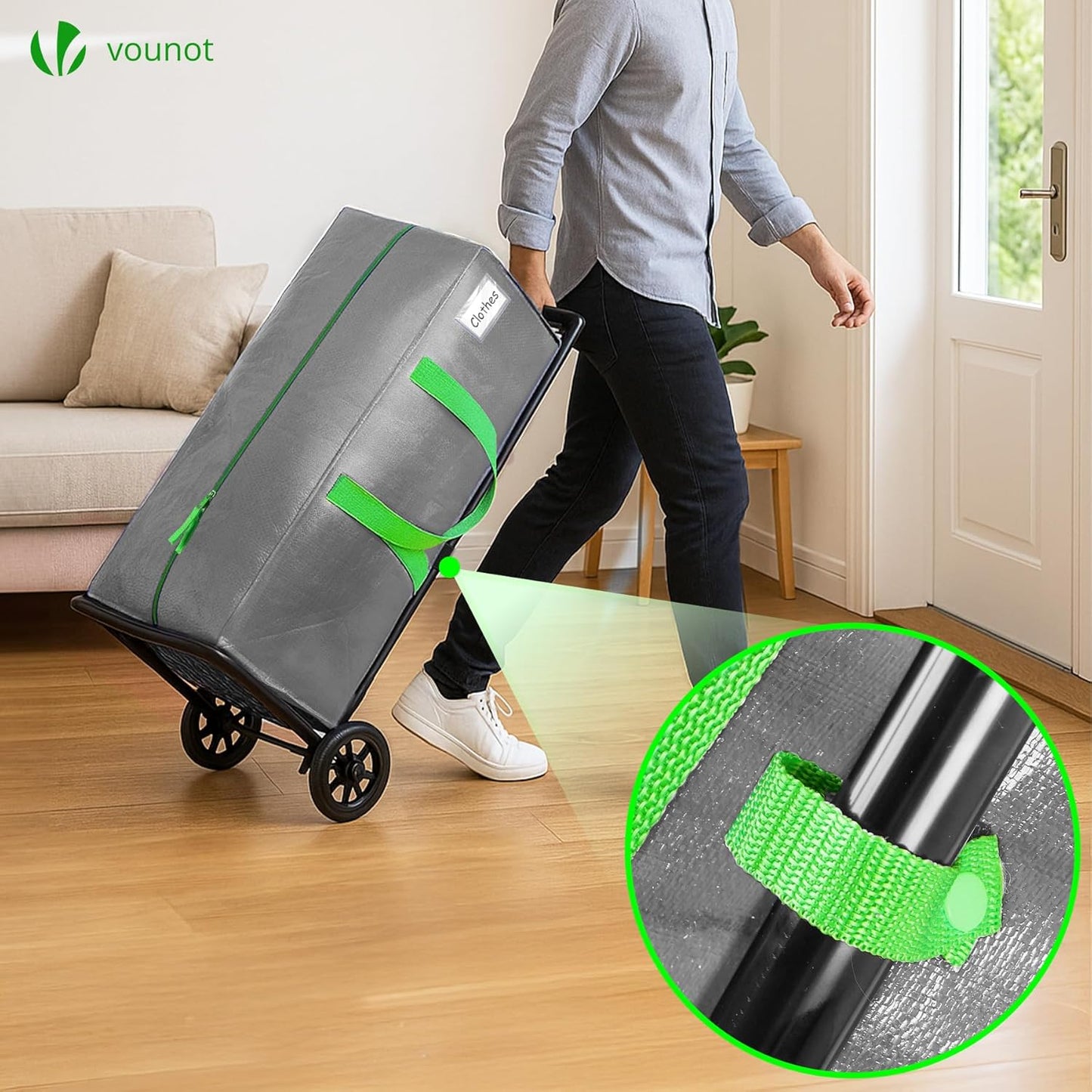 5er-Set Umzugstaschen-Set mit Rucksackgurten, Grau Set of 5 (88L)