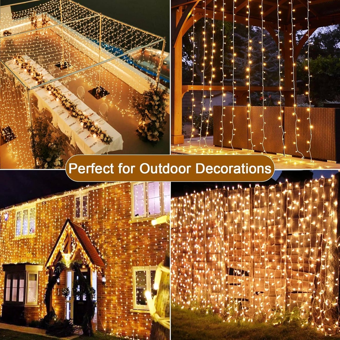 LED Lichtervorhang 6x3m, 1 Stück Warmweiss