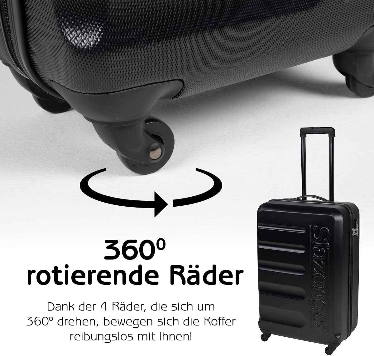 Trolley Set 99762, 3-Teilig Schwarz ; Tiefschwarz