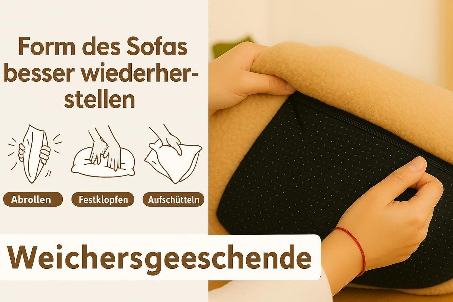 Flauschiges Katzensofa, waschbar, Camel M