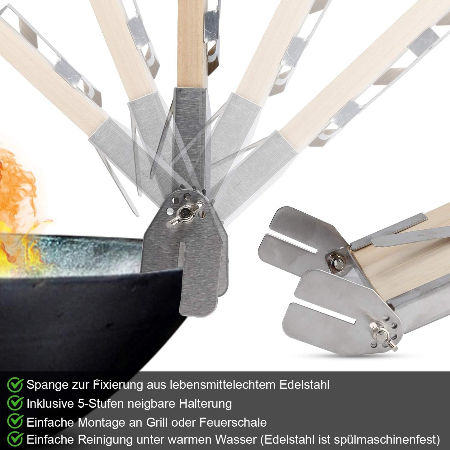 2er-Set Flammlachsbrett mit Edelstahlhalterung, 2 Stück