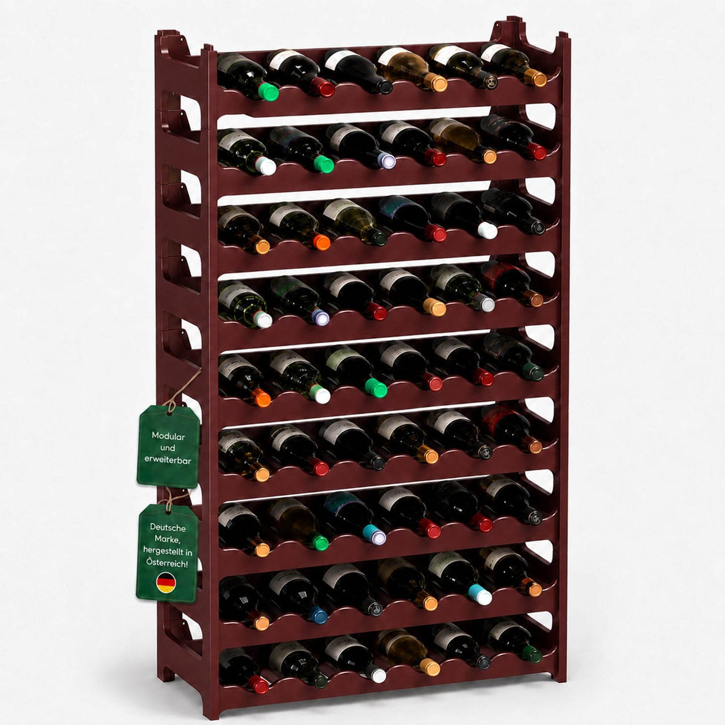 Modulares Weinregal für 60 Flaschen, Braun 60 Flaschen