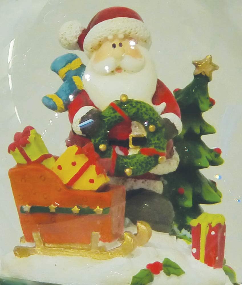 Spieluhr Schneekugel "Weihnachtsmann mit Geschenkeschlitten", Weihnachtsmann mit Geschenkeschlitten Einheitsgrösse