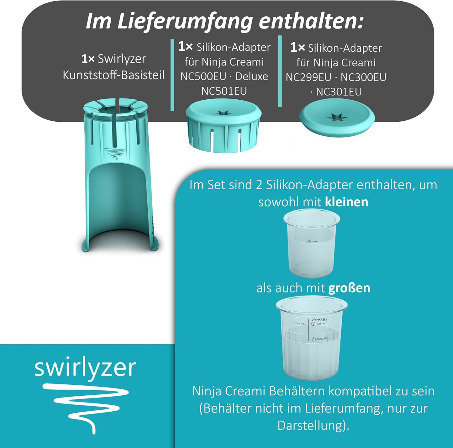Softeis Maker Zubehör für Ninja Creami NC299EU NC300EU NC301EU, NC500EU, Deluxe NC501EU