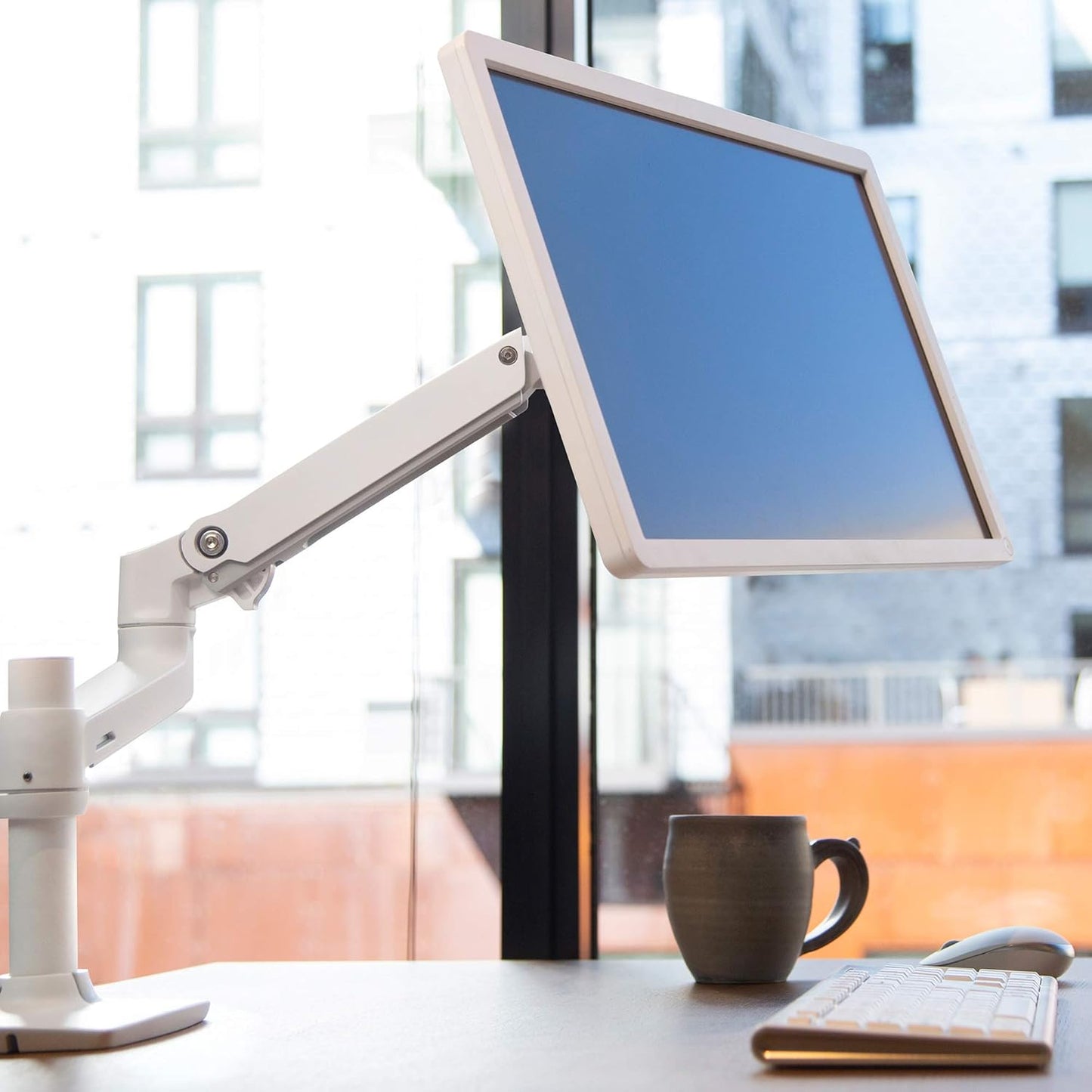 LCD Tisch-Monitorarm für 32 Zoll Displays, Weiß LX Arm Weiß