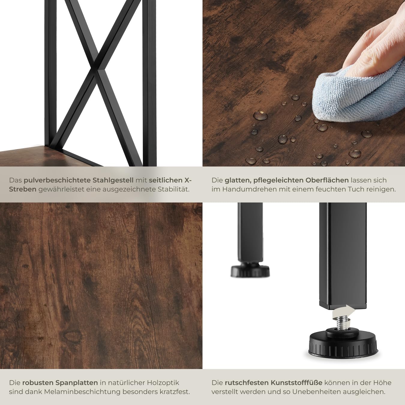 Industrial Beistelltisch Carlton, Carlton Industrial Holz Dunkel, Rustikal