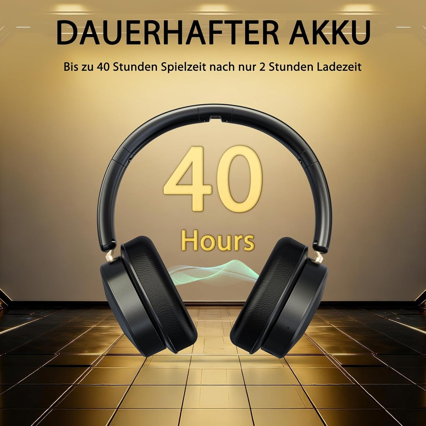Kabellose TV-Kopfhörer mit Ladestation, Black Gold