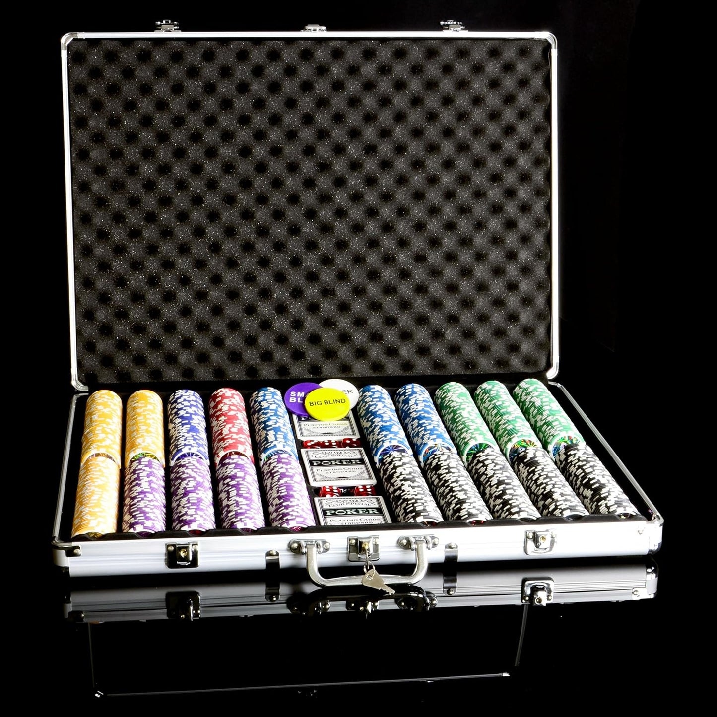 Pokerkoffer Set mit 1000 Laserchips und Zubehör