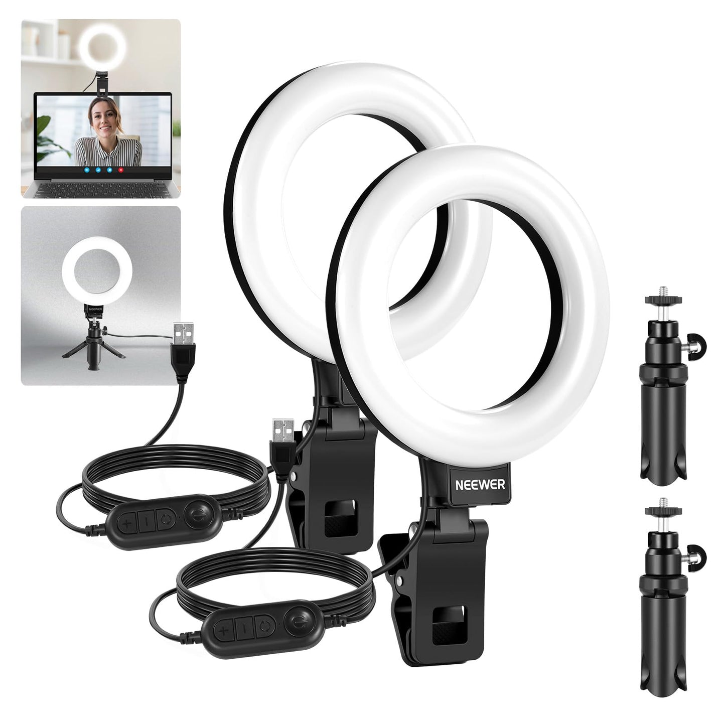 2er-Pack Ringlicht für Videokonferenzen, Schwarz 5" (2er Pack)