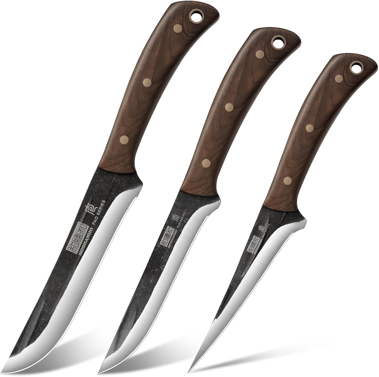 3-teiliges Metzgermesser-Set, 3 Pieces Fillet & Cleaver & Paring Knife Set
