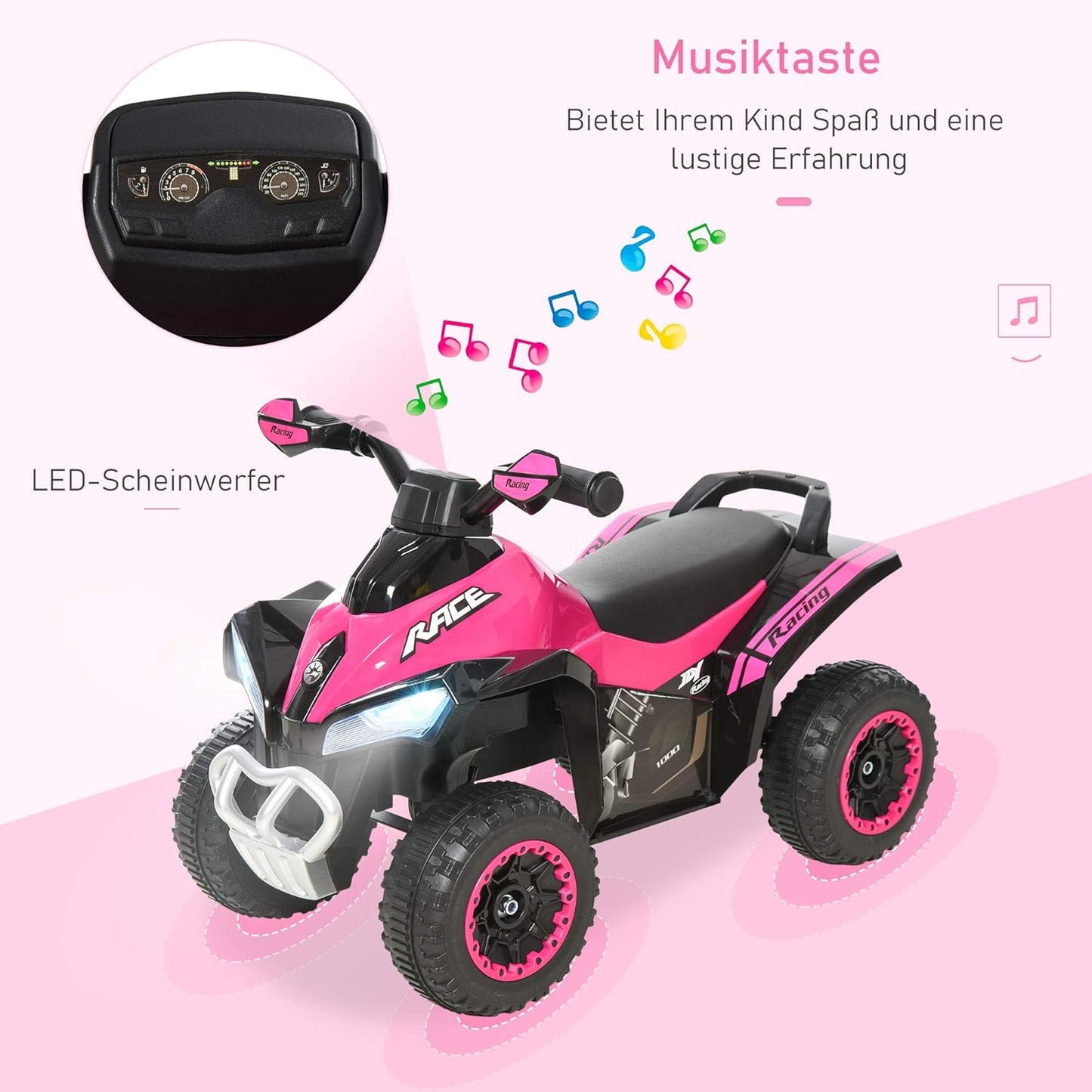 Rutscherfahrzeug mit Licht und Musik, Rosa