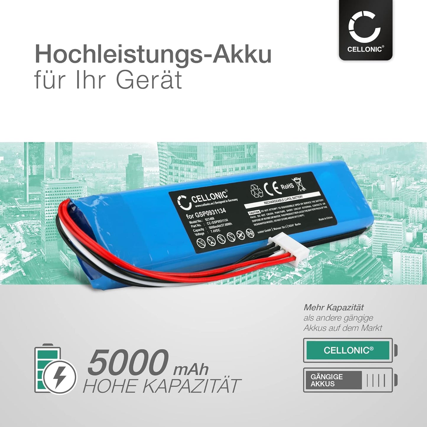 Ersatzakku für JBL Xtreme 1 Lautsprecher (5000mAh), 1x 5000mAh + Set de micro vissage