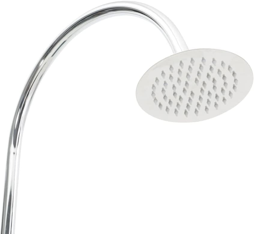 Gartendusche mit Bodenelement und Duschkopf, Weiss