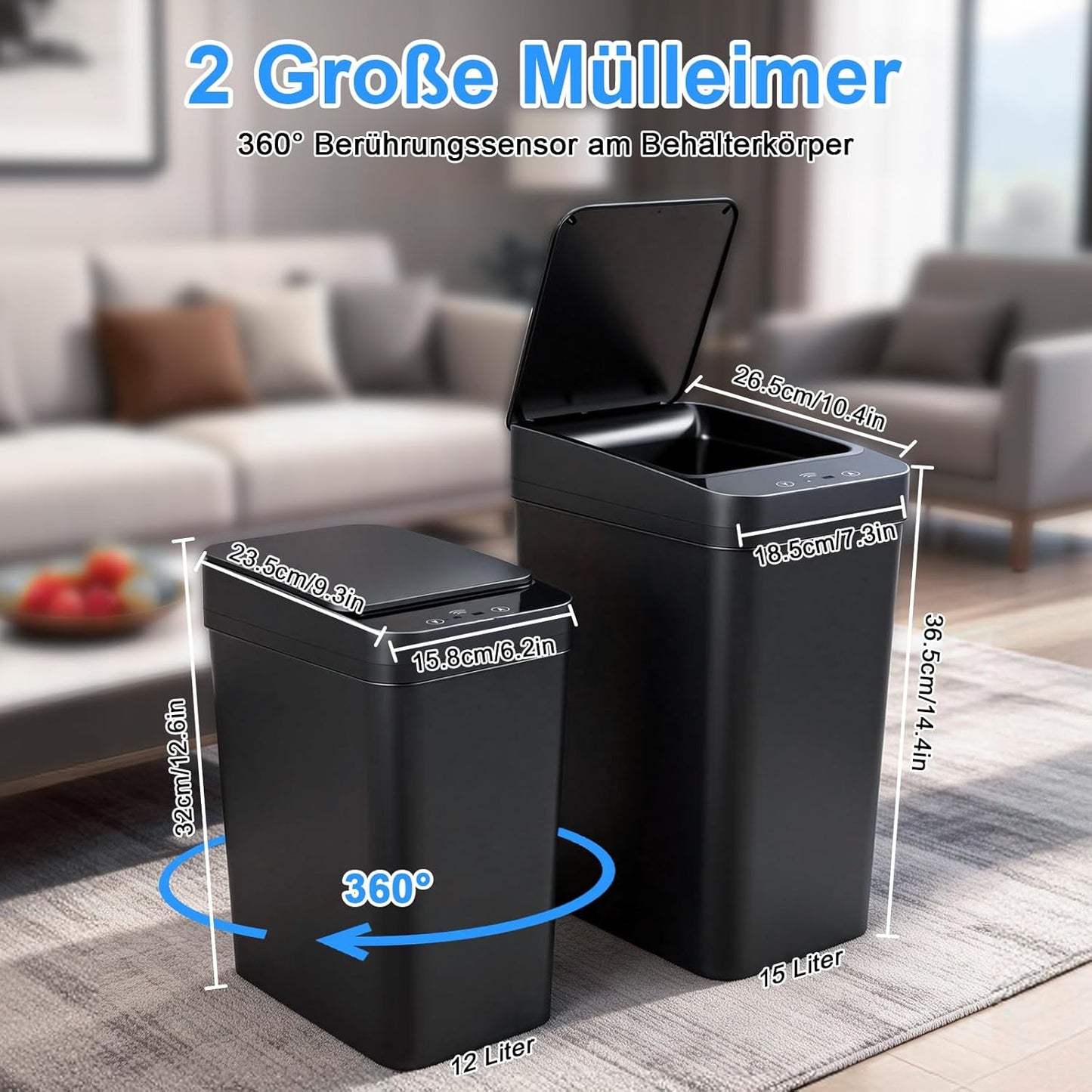 2er-Set Automatische Sensor-Mülleimer