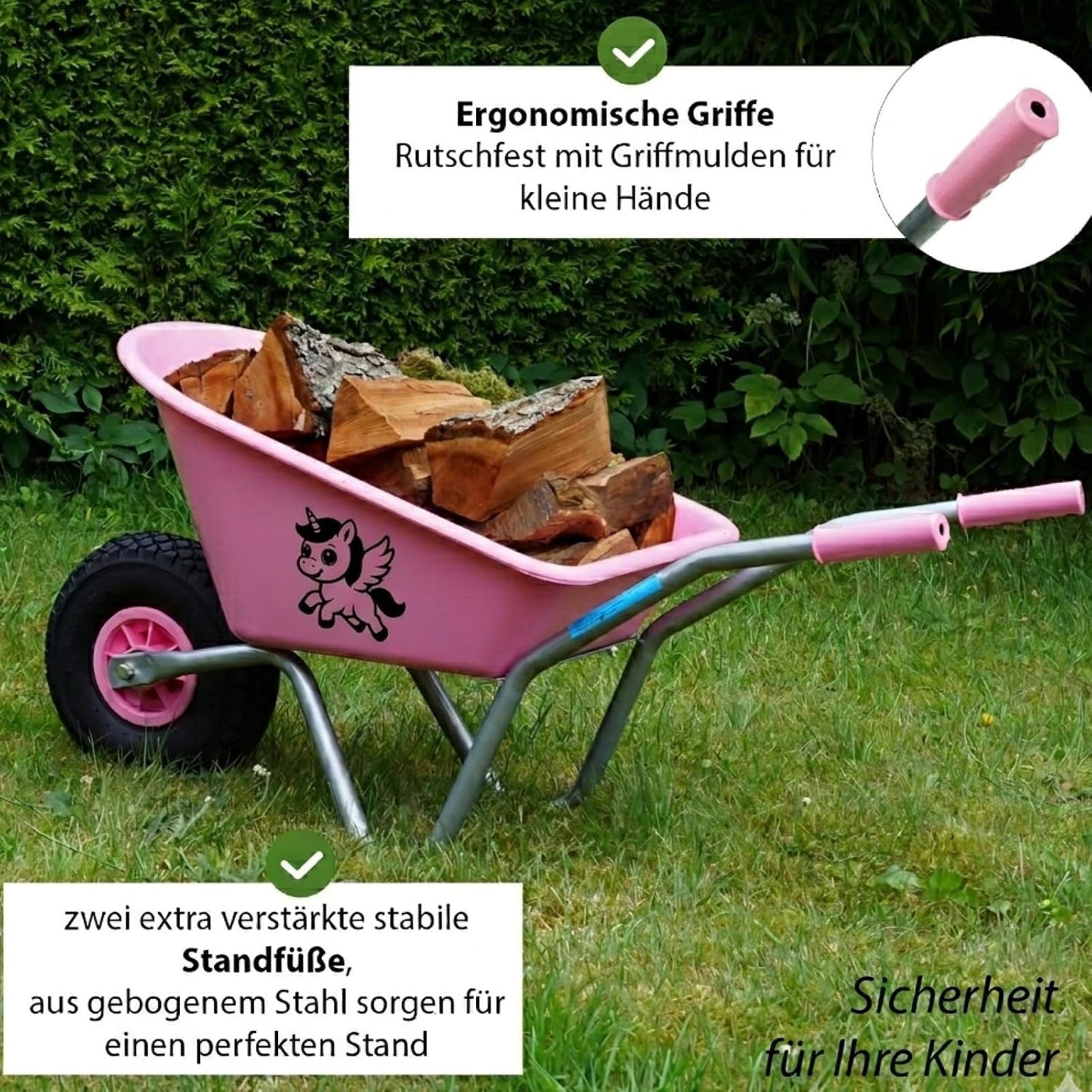Kinderschubkarre mit Vollgummirad, 40 kg Traglast